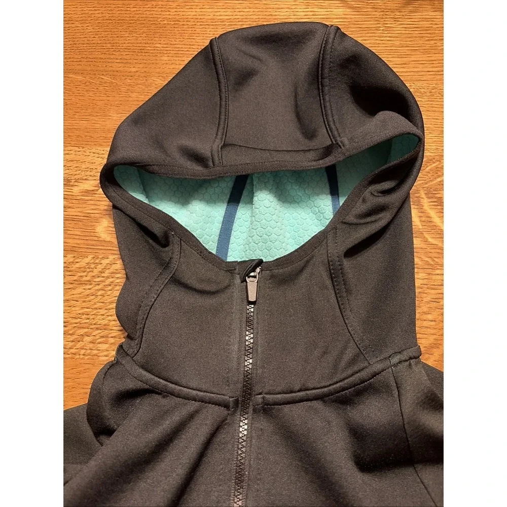 Woman's Champion C9 Hooded Waffle Fleece Lined Athletic Jacket Medium Black/Teal